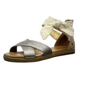 UGG Idina Gray Gold Leather Sandals Flats Size 7